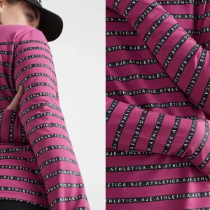 New Aje ATHLETICA Stripe Logo Long Sleeve T-Shirt 127 Berry Stripe