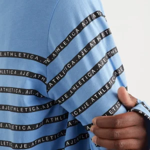 Best Sale Aje ATHLETICA Stripe Logo Long Sleeve T-Shirt 127 Cerulean Blue/Stripe