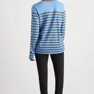 Best Sale Aje ATHLETICA Stripe Logo Long Sleeve T-Shirt 127 Cerulean Blue/Stripe
