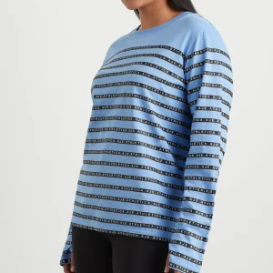 Best Sale Aje ATHLETICA Stripe Logo Long Sleeve T-Shirt 127 Cerulean Blue/Stripe