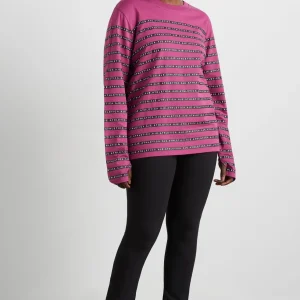 New Aje ATHLETICA Stripe Logo Long Sleeve T-Shirt 127 Berry Stripe