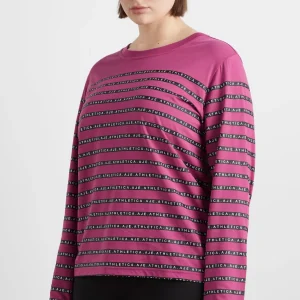 New Aje ATHLETICA Stripe Logo Long Sleeve T-Shirt 127 Berry Stripe