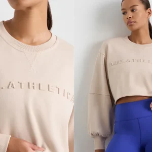 Sale Aje ATHLETICA Terry Crop Top 413 Latte Beige