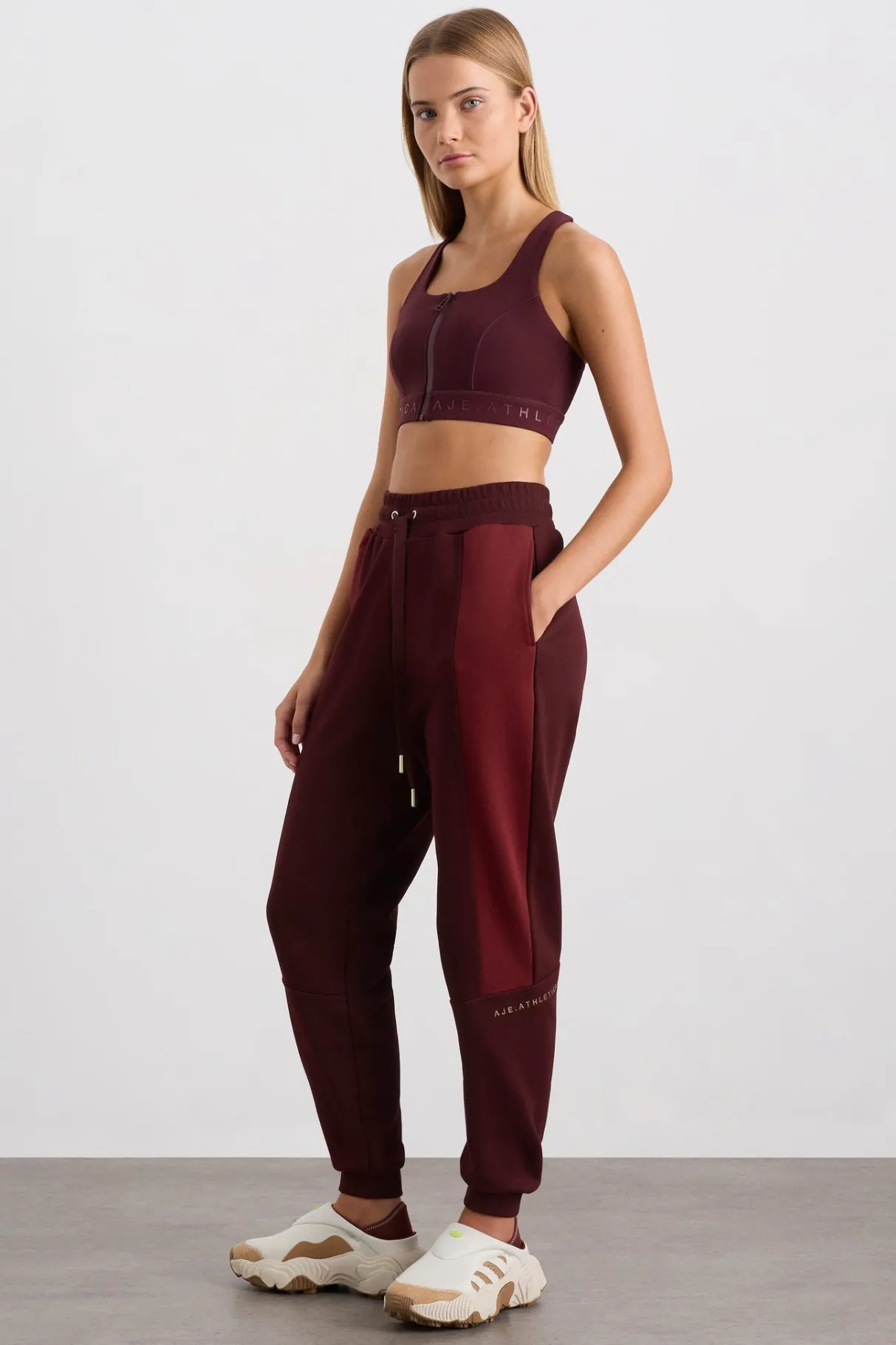 terry_track_pants__0-2.webp Clearance Aje ATHLETICA Terry Track Pants 508 Burgundy Red Currant