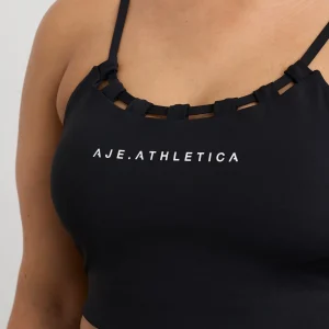 Shop Aje ATHLETICA Thread Through Sports Bra 361 Black/White Logo