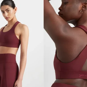 Store Aje ATHLETICA Twist Back Sports Bra 335 Burnt Burgundy/Berry