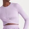 Fashion Aje ATHLETICA Twist Front Long Sleeve Crop Top 328 Lavender/White