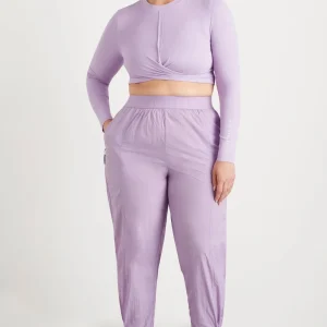 Fashion Aje ATHLETICA Twist Front Long Sleeve Crop Top 328 Lavender/White