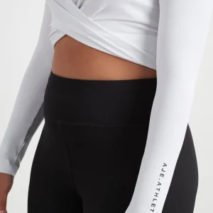 Cheap Aje ATHLETICA Twist Front Long Sleeve Crop Top 328 White/Black