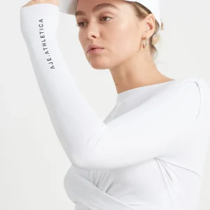 Cheap Aje ATHLETICA Twist Front Long Sleeve Crop Top 328 White/Black