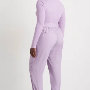 Fashion Aje ATHLETICA Twist Front Long Sleeve Crop Top 328 Lavender/White