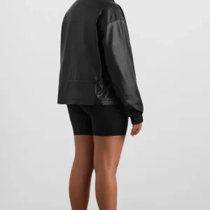 Clearance Aje ATHLETICA Vegan Leather Ruched Jacket 770 Black