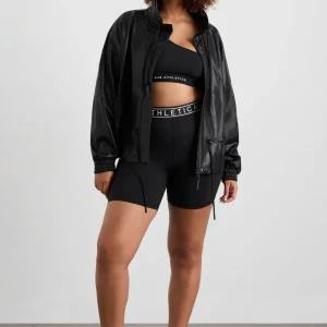 Clearance Aje ATHLETICA Vegan Leather Ruched Jacket 770 Black