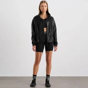 Clearance Aje ATHLETICA Vegan Leather Ruched Jacket 770 Black