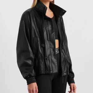 Clearance Aje ATHLETICA Vegan Leather Ruched Jacket 770 Black