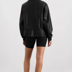 Clearance Aje ATHLETICA Vegan Leather Ruched Jacket 770 Black