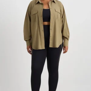 Fashion Aje ATHLETICA Windbreaker Logo Shirt 427 Soft Khaki