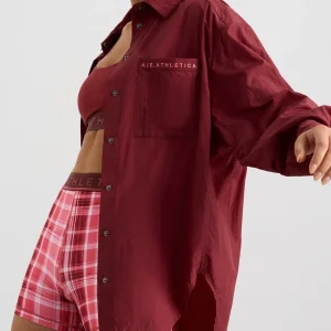 Hot Aje ATHLETICA Windbreaker Shirt 406 Plum Red