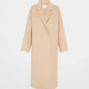 Shop Aje ATHLETICA Wool Blend Long Line Coat 773 Biscotti Beige