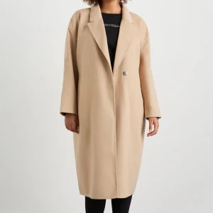 Shop Aje ATHLETICA Wool Blend Long Line Coat 773 Biscotti Beige