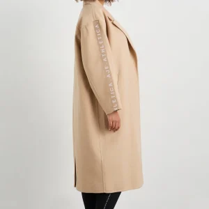 Shop Aje ATHLETICA Wool Blend Long Line Coat 773 Biscotti Beige