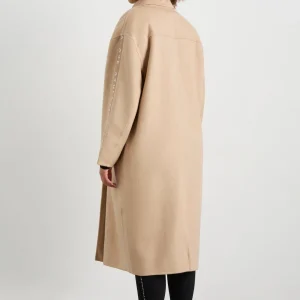 Shop Aje ATHLETICA Wool Blend Long Line Coat 773 Biscotti Beige