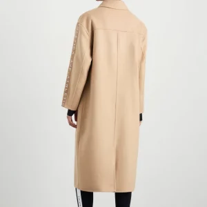 Shop Aje ATHLETICA Wool Blend Long Line Coat 773 Biscotti Beige