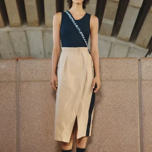 Clearance Aje ATHLETICA Wrap Contrast Skirt 615 Natural Tan / Black