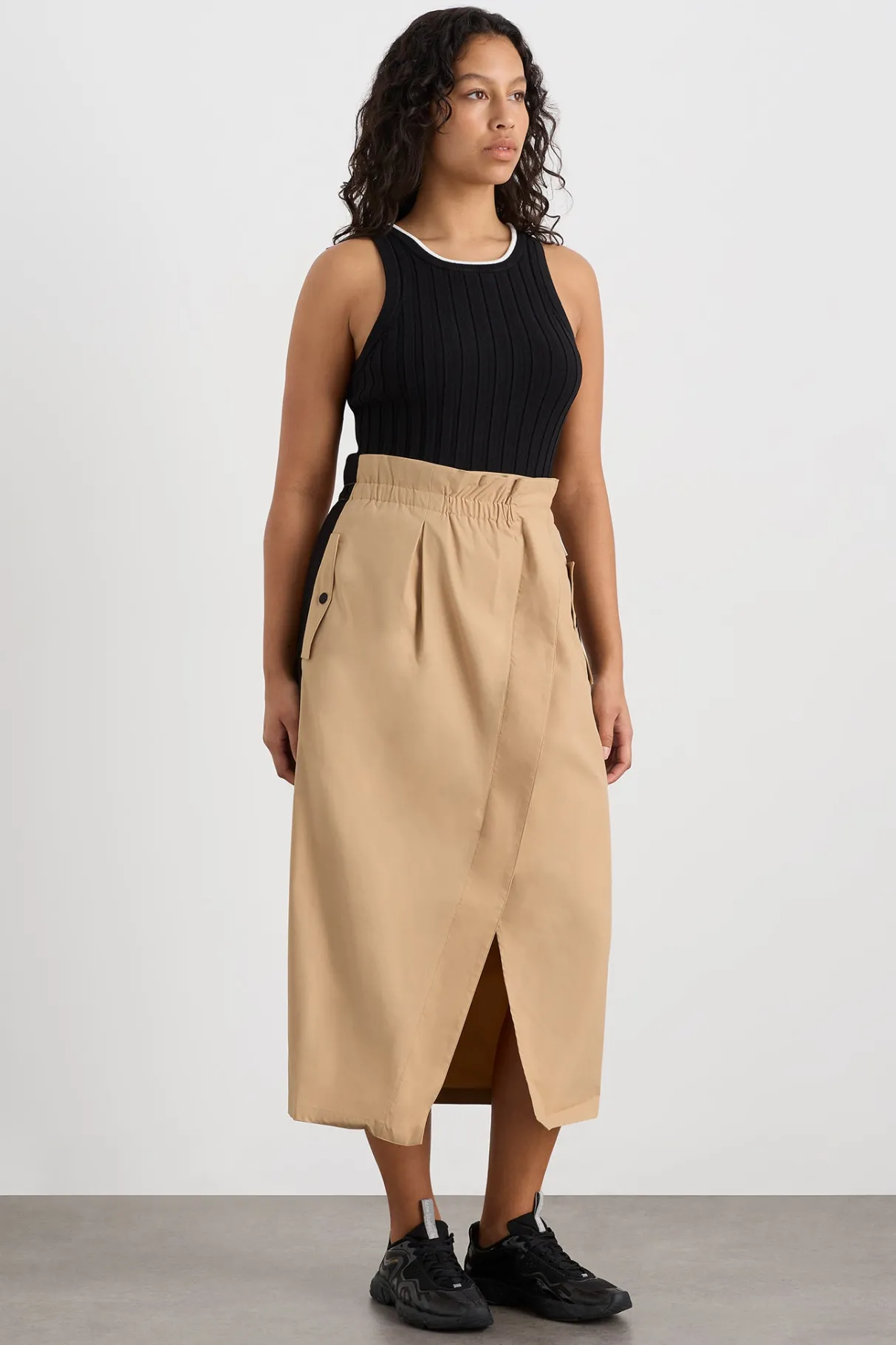 wrap_contrast_skirt__5.webp Clearance Aje ATHLETICA Wrap Contrast Skirt 615 Natural Tan / Black