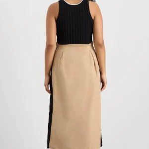 Clearance Aje ATHLETICA Wrap Contrast Skirt 615 Natural Tan / Black