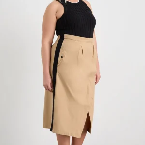 Clearance Aje ATHLETICA Wrap Contrast Skirt 615 Natural Tan / Black