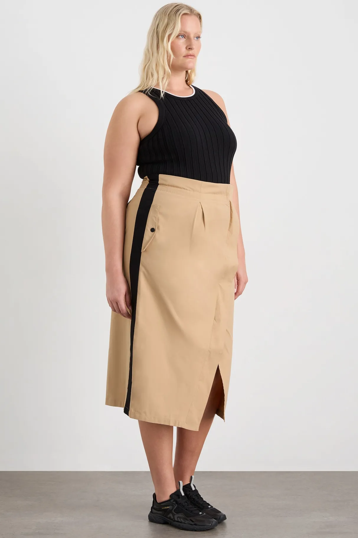 wrap_contrast_skirt__9.webp Clearance Aje ATHLETICA Wrap Contrast Skirt 615 Natural Tan / Black