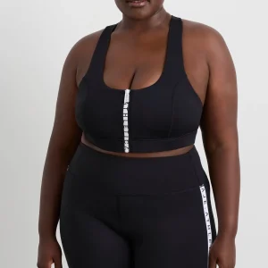 Cheap Aje ATHLETICA Zip Front Logo Mesh Bra 329 Black