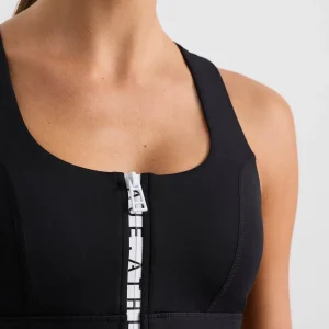 Cheap Aje ATHLETICA Zip Front Logo Mesh Bra 329 Black
