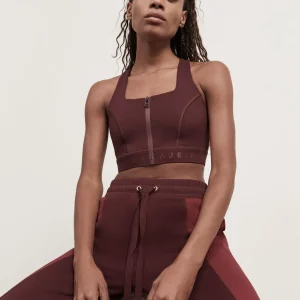 Flash Sale Aje ATHLETICA Zip Front Logotape Sports Bra 319 Burgundy