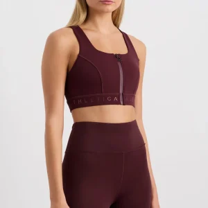 Flash Sale Aje ATHLETICA Zip Front Logotape Sports Bra 319 Burgundy