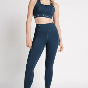 Cheap Aje ATHLETICA Zip Front Logotape Sports Bra 319 Midnight Blue/Steel Blue