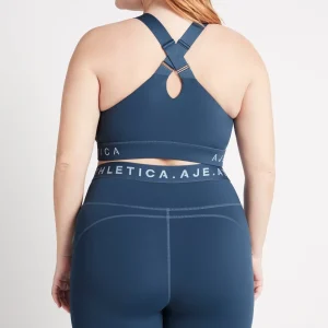 Cheap Aje ATHLETICA Zip Front Logotape Sports Bra 319 Midnight Blue/Steel Blue