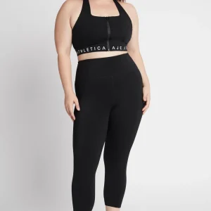 Cheap Aje ATHLETICA Zip Front Logotape Sports Bra 319 Black