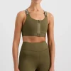 Best Sale Aje ATHLETICA Zip Front Sports Bra 304 Deep Khaki