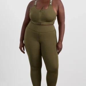 Best Sale Aje ATHLETICA Zip Front Sports Bra 304 Deep Khaki
