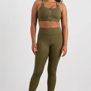Best Sale Aje ATHLETICA Zip Front Sports Bra 304 Deep Khaki