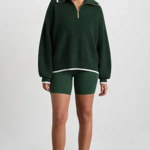 Store Aje ATHLETICA 1/4 Zip Ribbed Knit Jumper 431 Pine Green