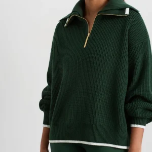 Store Aje ATHLETICA 1/4 Zip Ribbed Knit Jumper 431 Pine Green