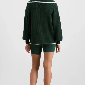 Store Aje ATHLETICA 1/4 Zip Ribbed Knit Jumper 431 Pine Green