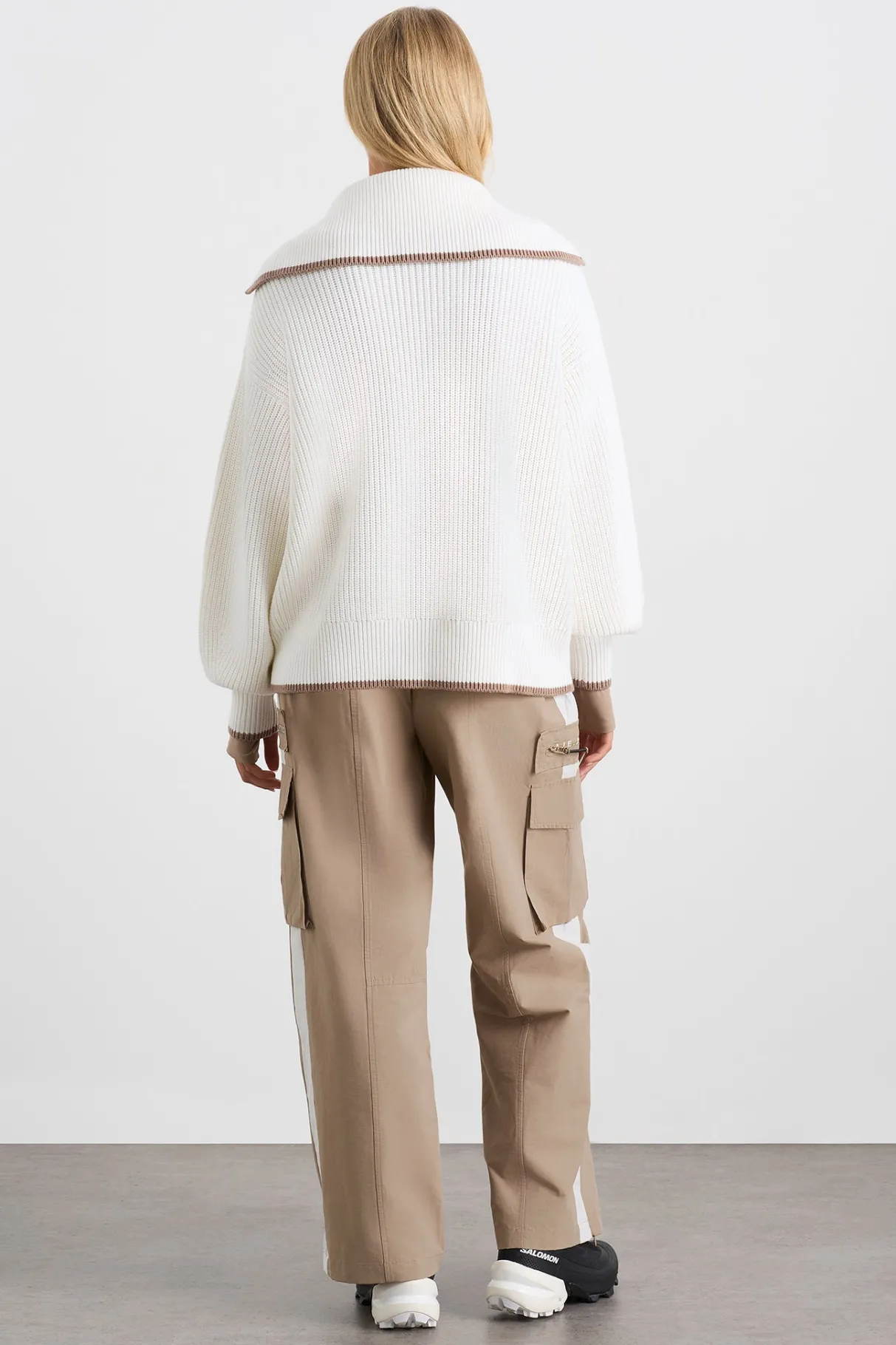 zip_ribbed_knit_jumper__9.webp Cheap Aje ATHLETICA 1/4 Zip Ribbed Knit Jumper 431 Ivory Dune Brown